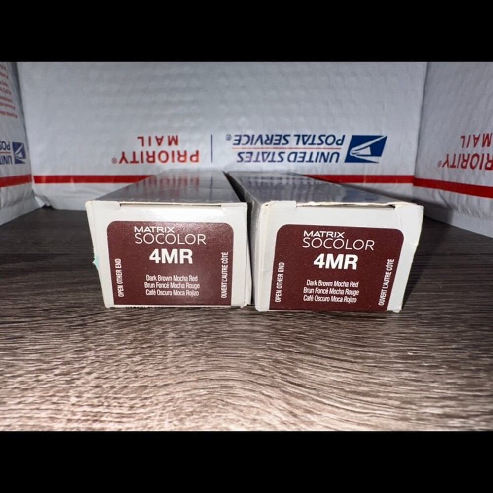 Matrix SoColor 4MR Dark Brown Mocha Red Permanent Hair Color Set of 2 Boxes